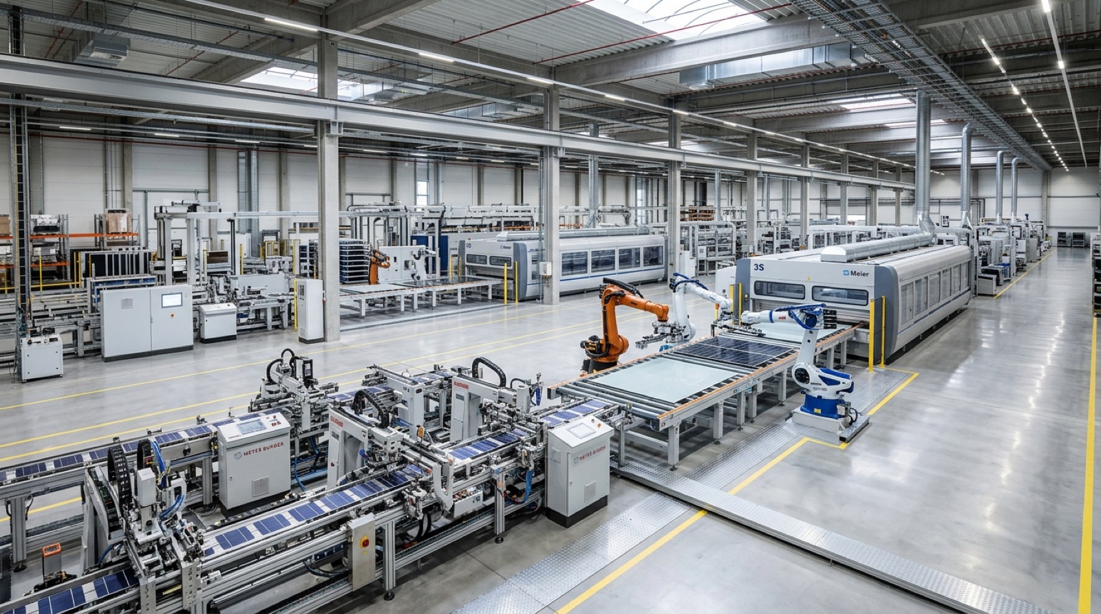 Wide view of TPC Solar panel manufacturing line